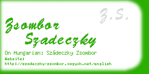 zsombor szadeczky business card